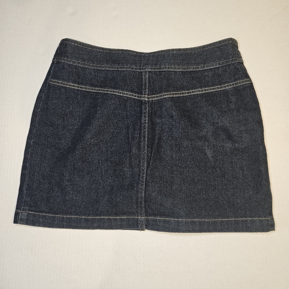 Vintage 90s Button Down Blue Jean Mini Skirt Size 6 Old Navy Denim - Picture 2 of 5